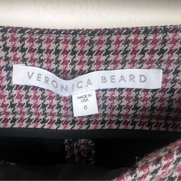 Veronica Beard Gemini Check Crop Pants Red Multi 6 - Picture 11 of 13